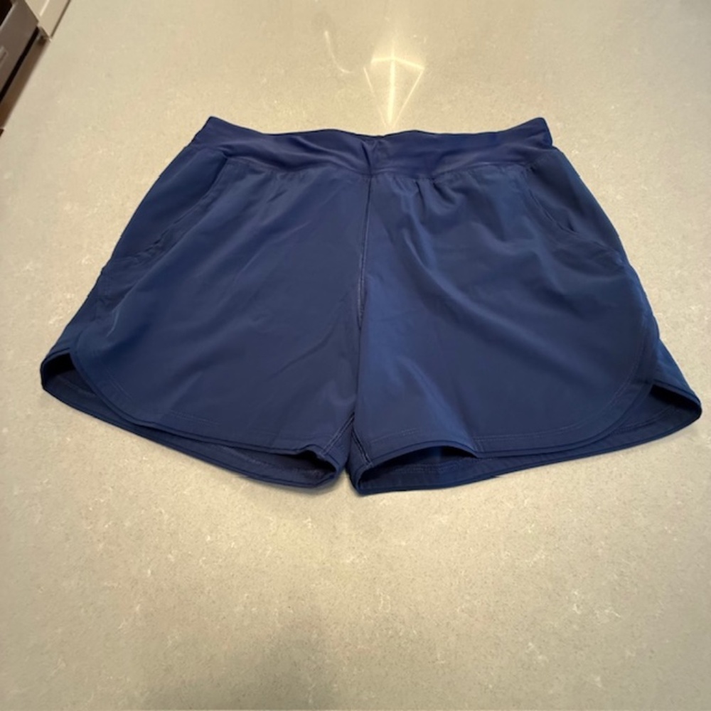 Women Lands' End UPF 50 5" Quick Navy Dry Board Shorts Swim Size 14 Shorts EUC